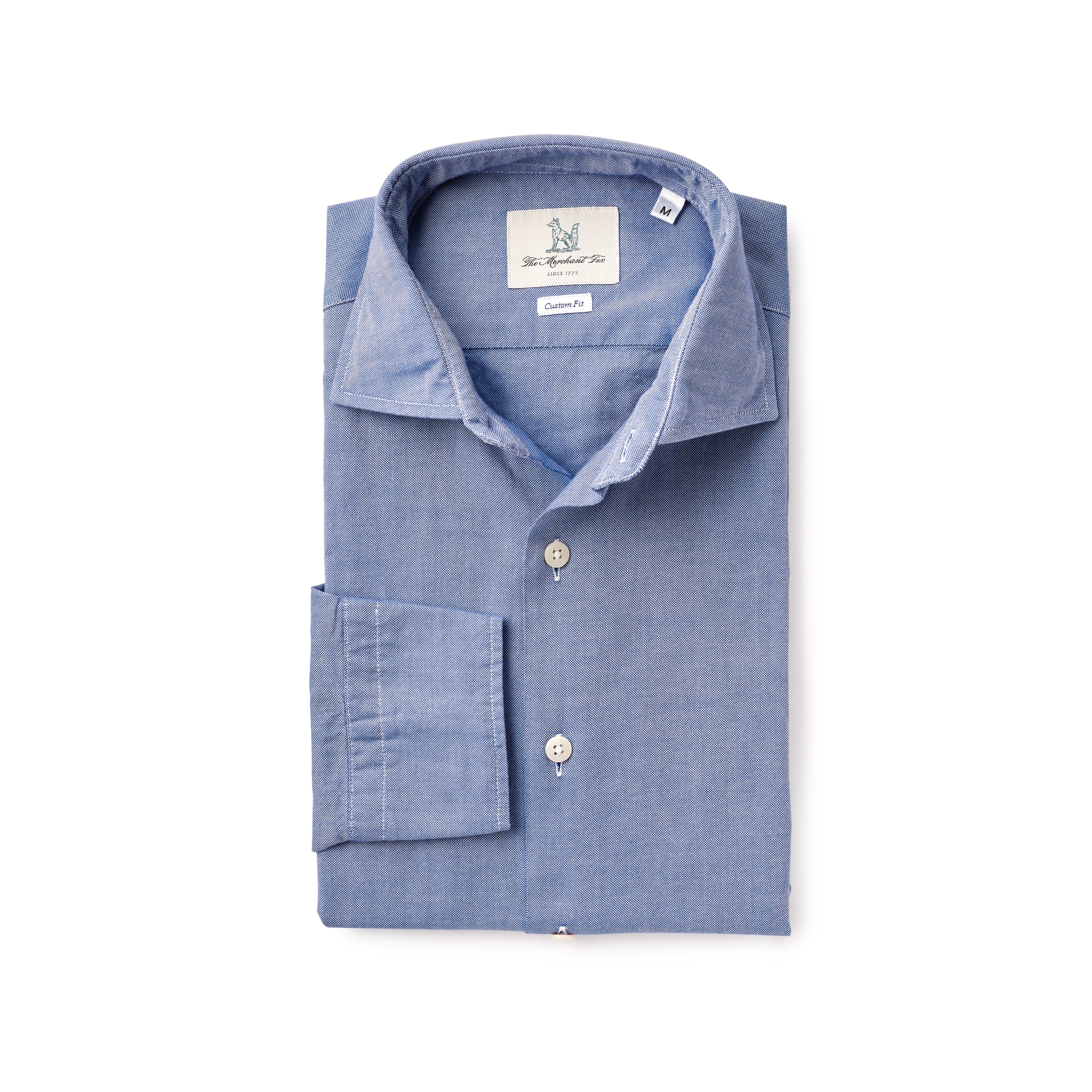 Mid-blue spread collar oxford shirt
