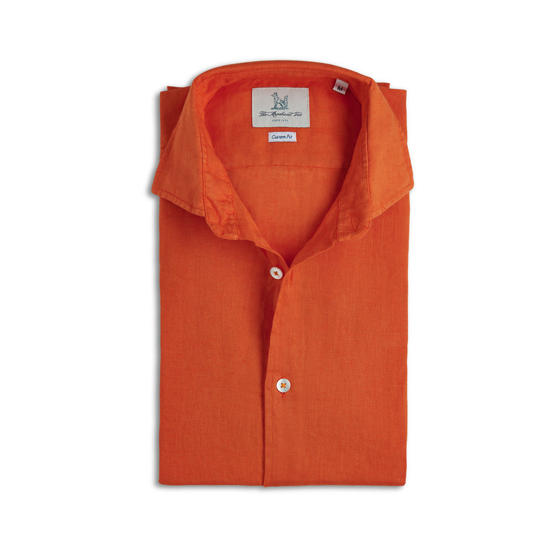 Spread Collar Linen Shirt in Siena Sunset