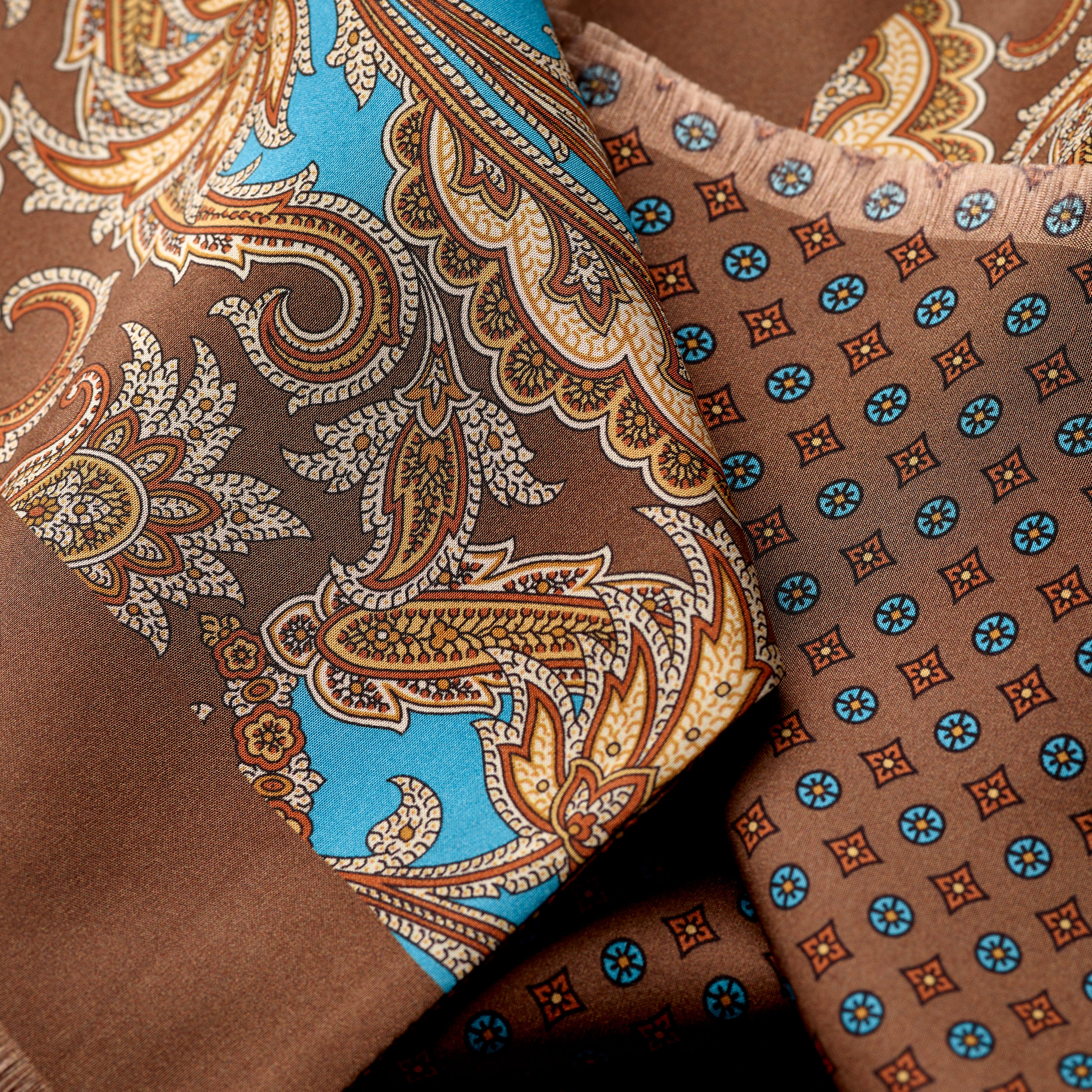 Tie Your Tie Brown & Blue Floral Silk Scarf