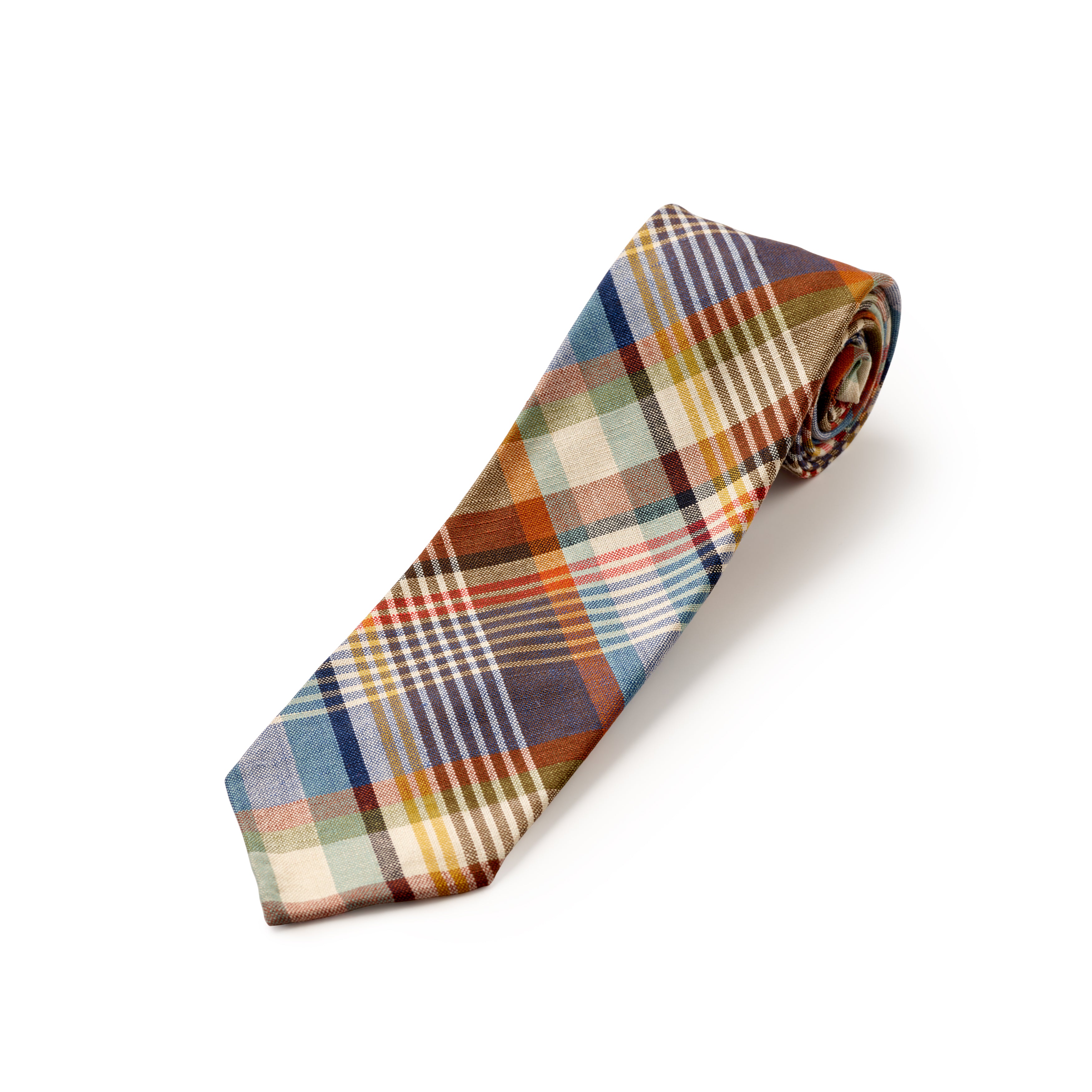 Fox 4 Fold Multicoloured Madras Check Tie
