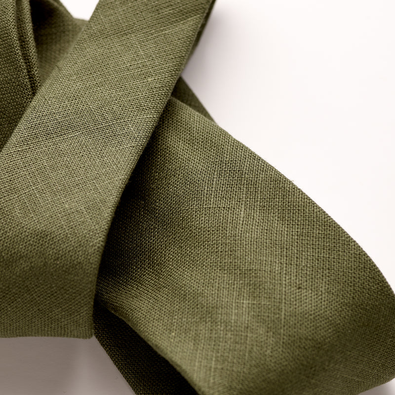 Fox 4 Fold Green Linen Tie