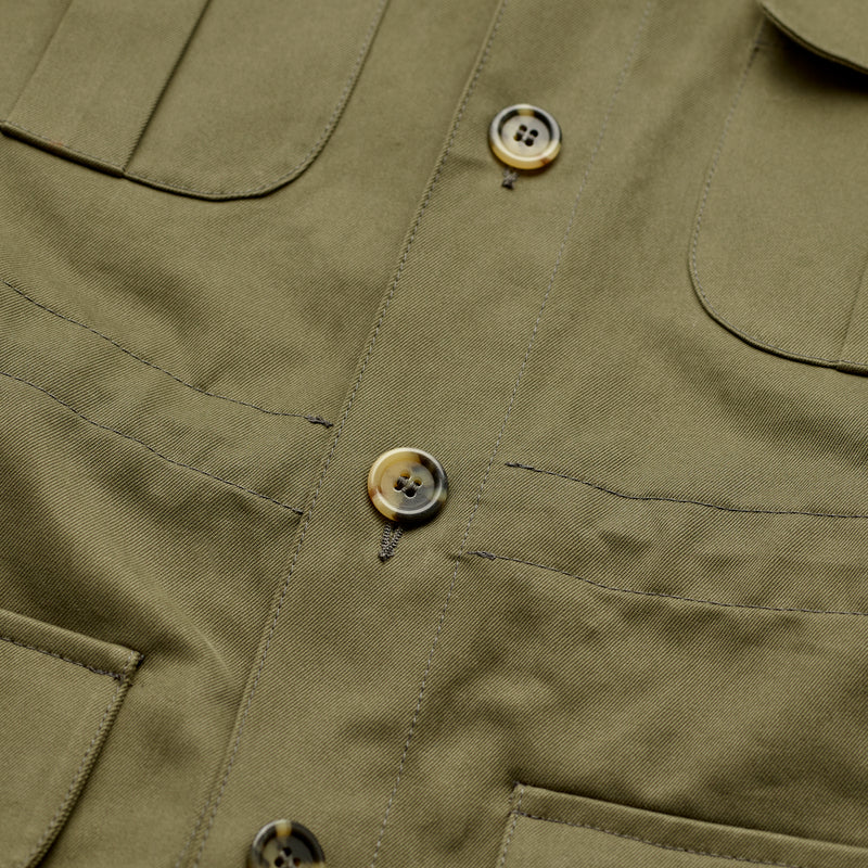 Khaki Green Cotton Twill Safari Jacket