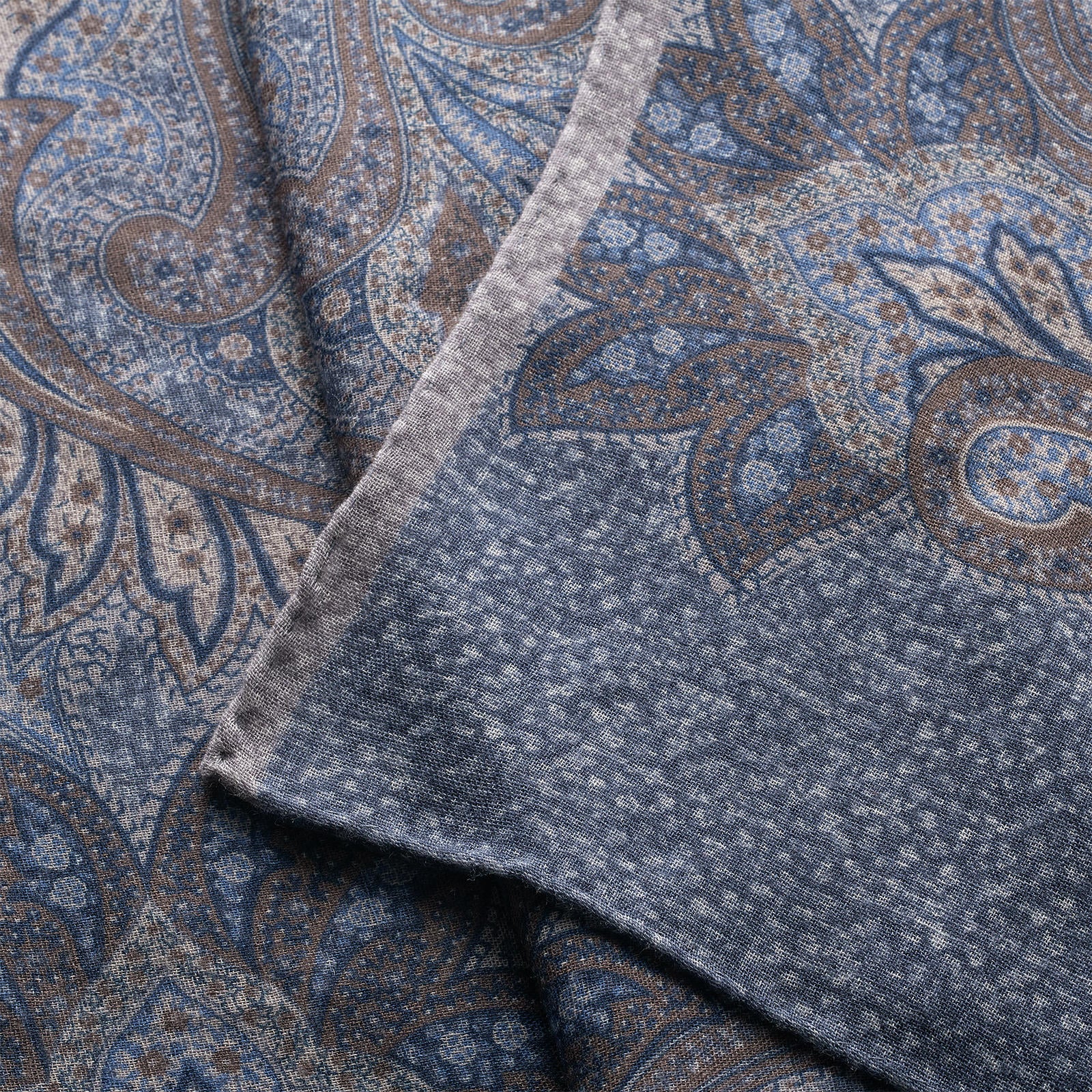 Paolo Albizzati Blue Foulard Wool & Silk Scarf
