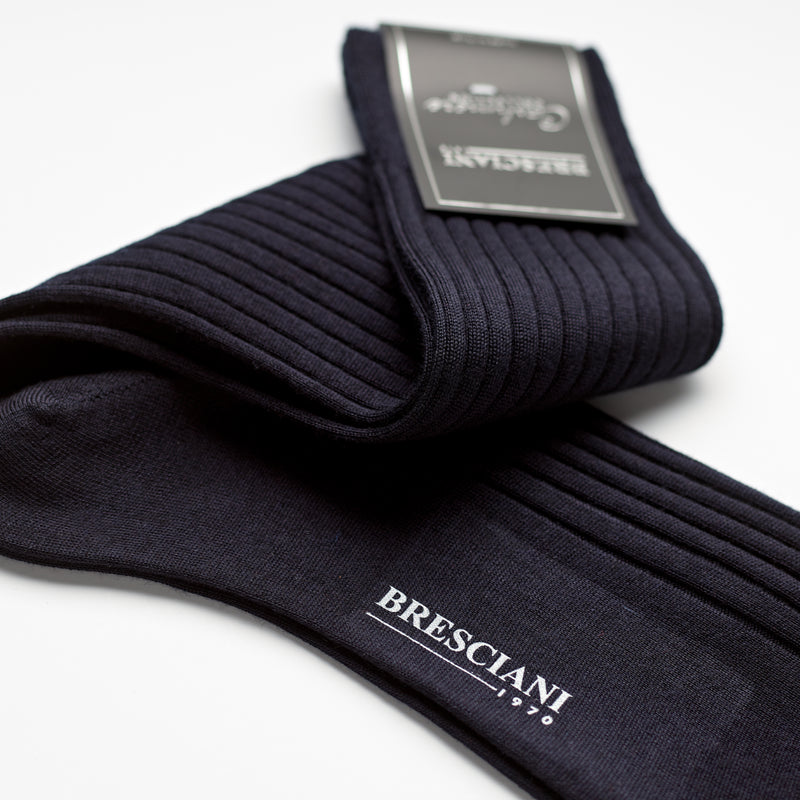 Bresciani Cashmere Silk Mix Short Sock: Midnight Blue