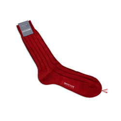 Bresciani Short Sock with Large Rib: Crimson Red