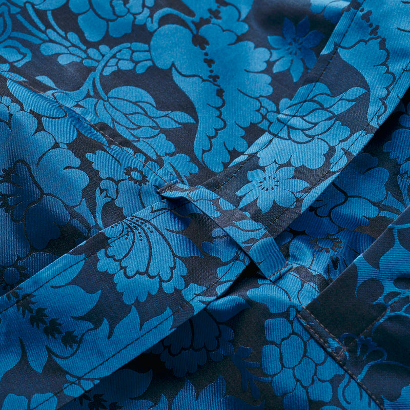 Fox Silk Baroque Lounge Gown in Bright Blue