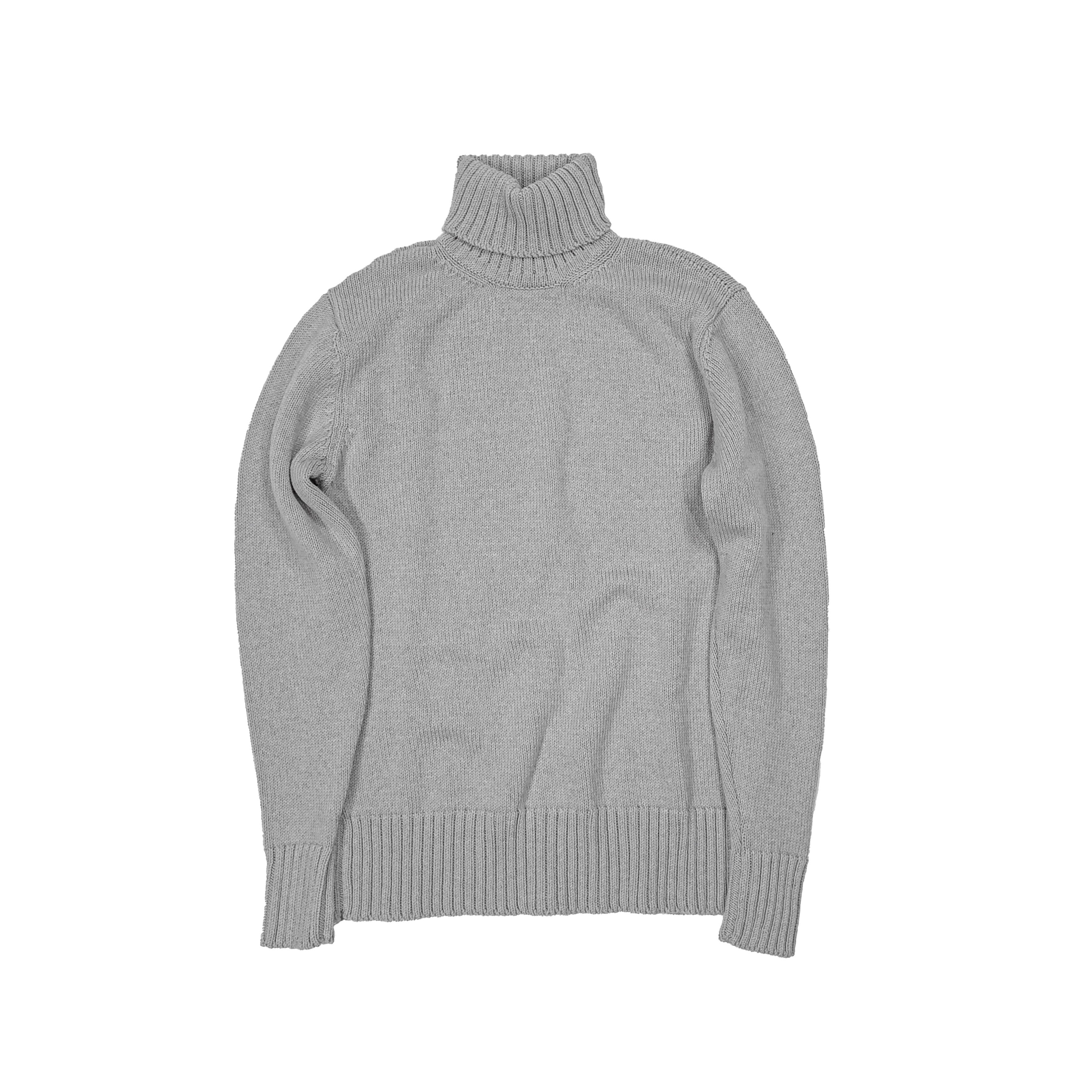 Racing Driver Knitted Roll Neck Jumper in Grey