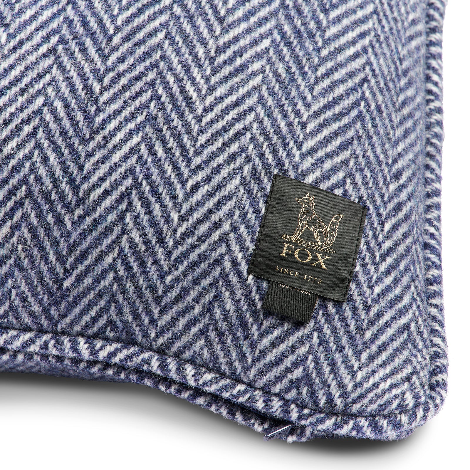 Fox Blue & White Herringbone Cushion Cover
