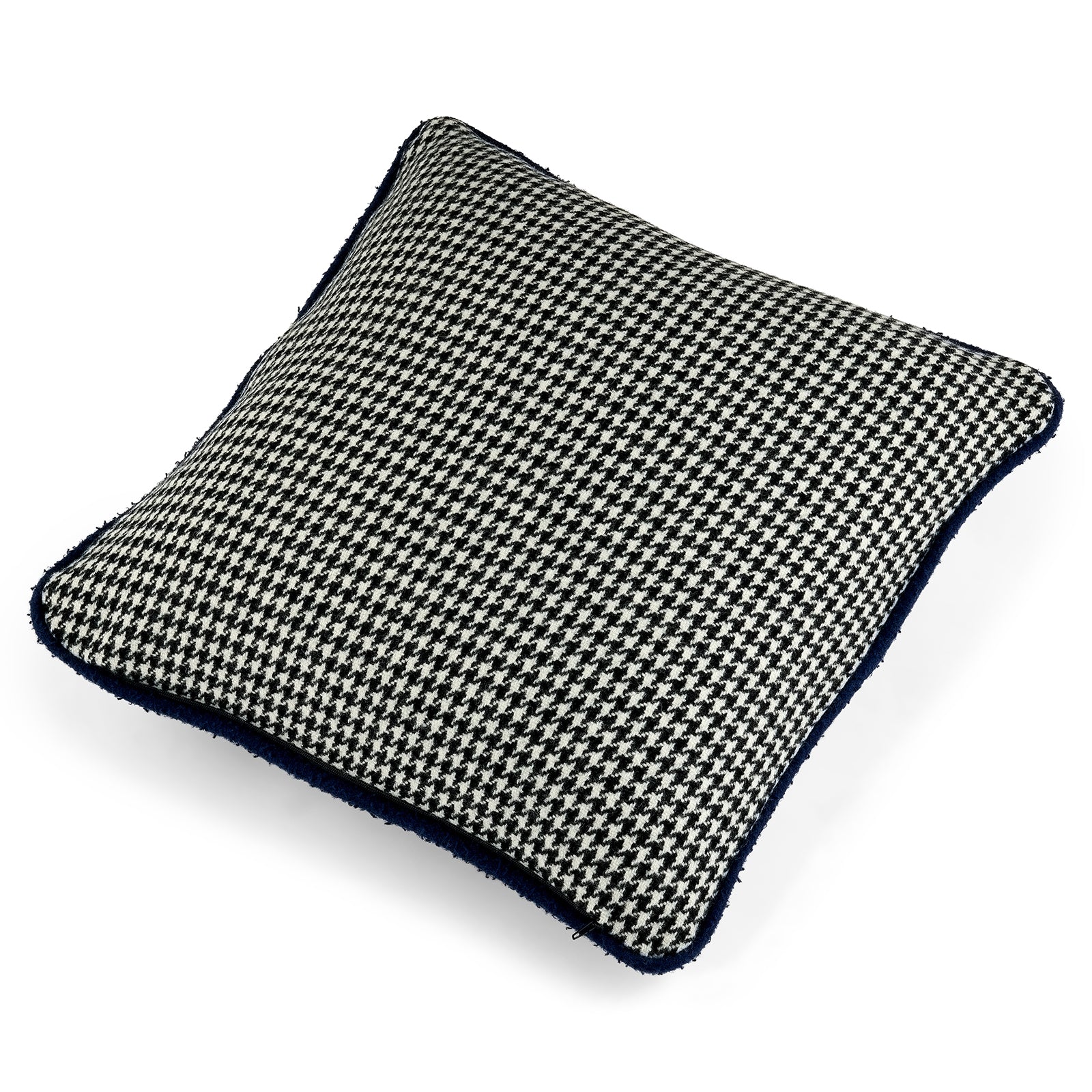 Monochrome Houndstooth with Blue Cushion Cover