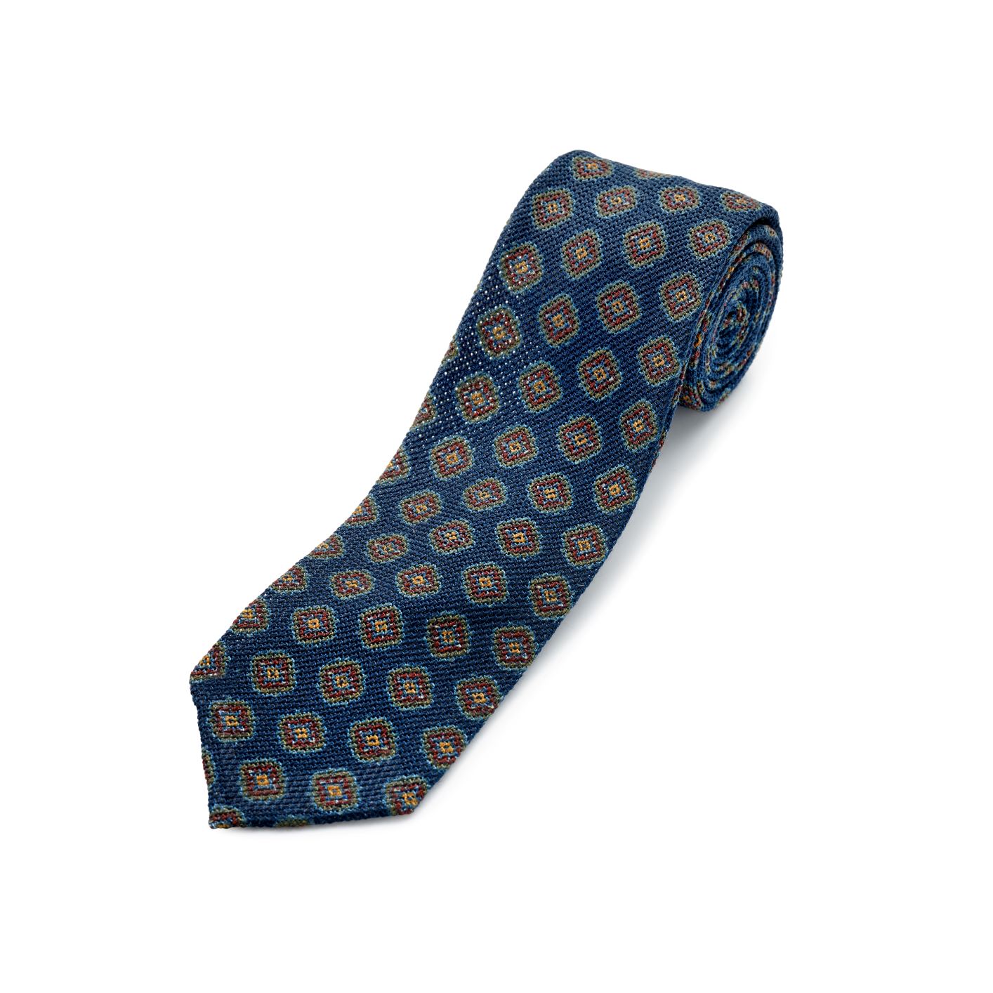 F. Marino 4 Fold royal blue Wool and Silk Challis Tie