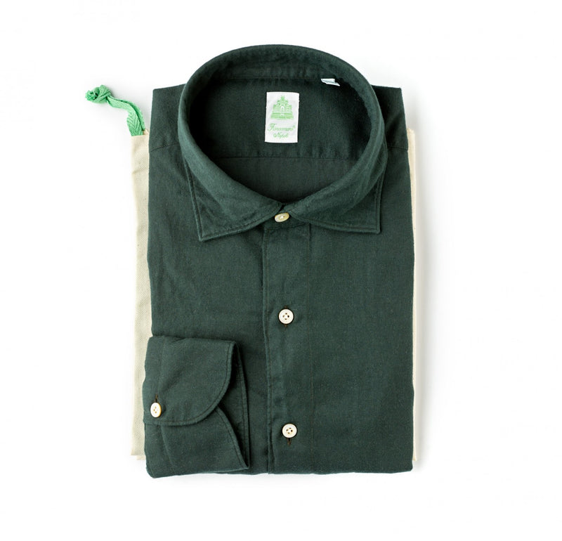 Finamore Cotton Flannel Forest Green Shirt