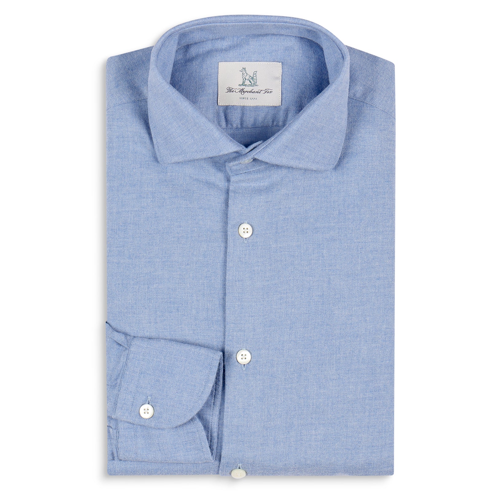 Brushed Cotton Flannel Shirt in Sky Blue