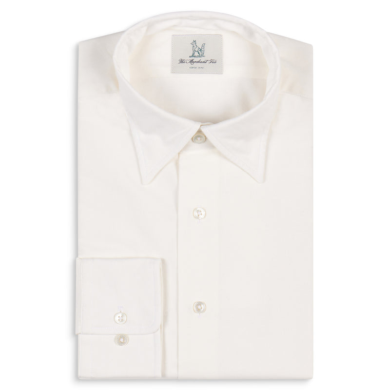 Fox Brushed Cotton Ecru Plain Collar Casual Shirt