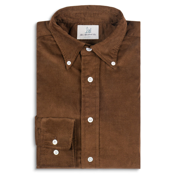 Fox Needlecord Chocolate Brown Button-Down Casual Shirt