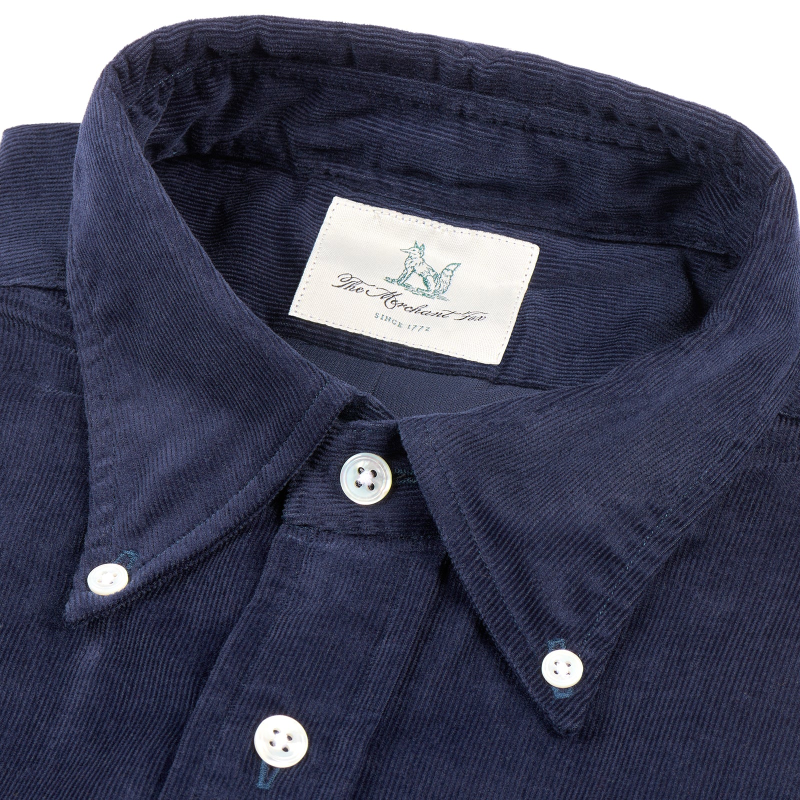 Fox Needlecord Navy Button-Down Casual Shirt