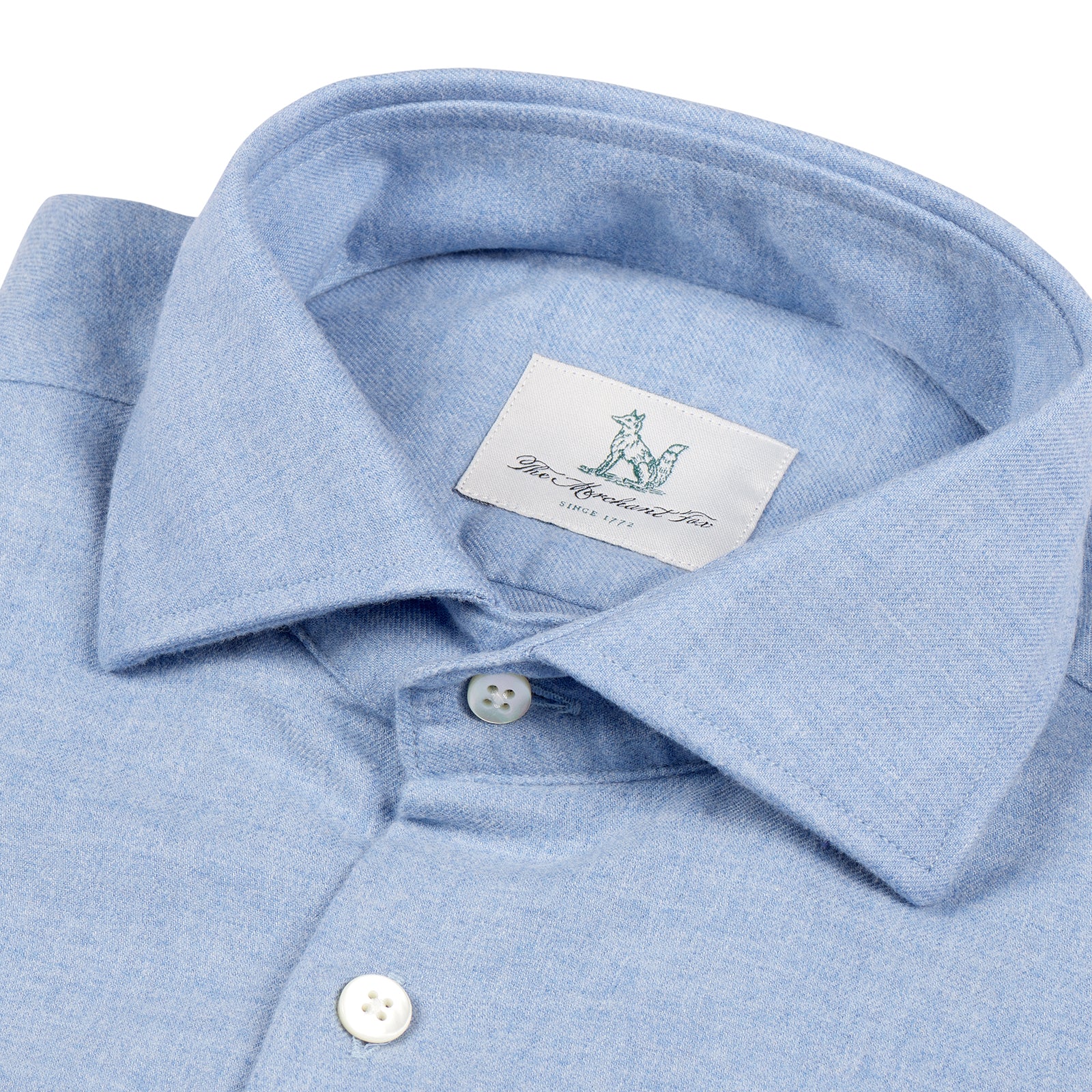 Brushed Cotton Flannel Shirt in Sky Blue