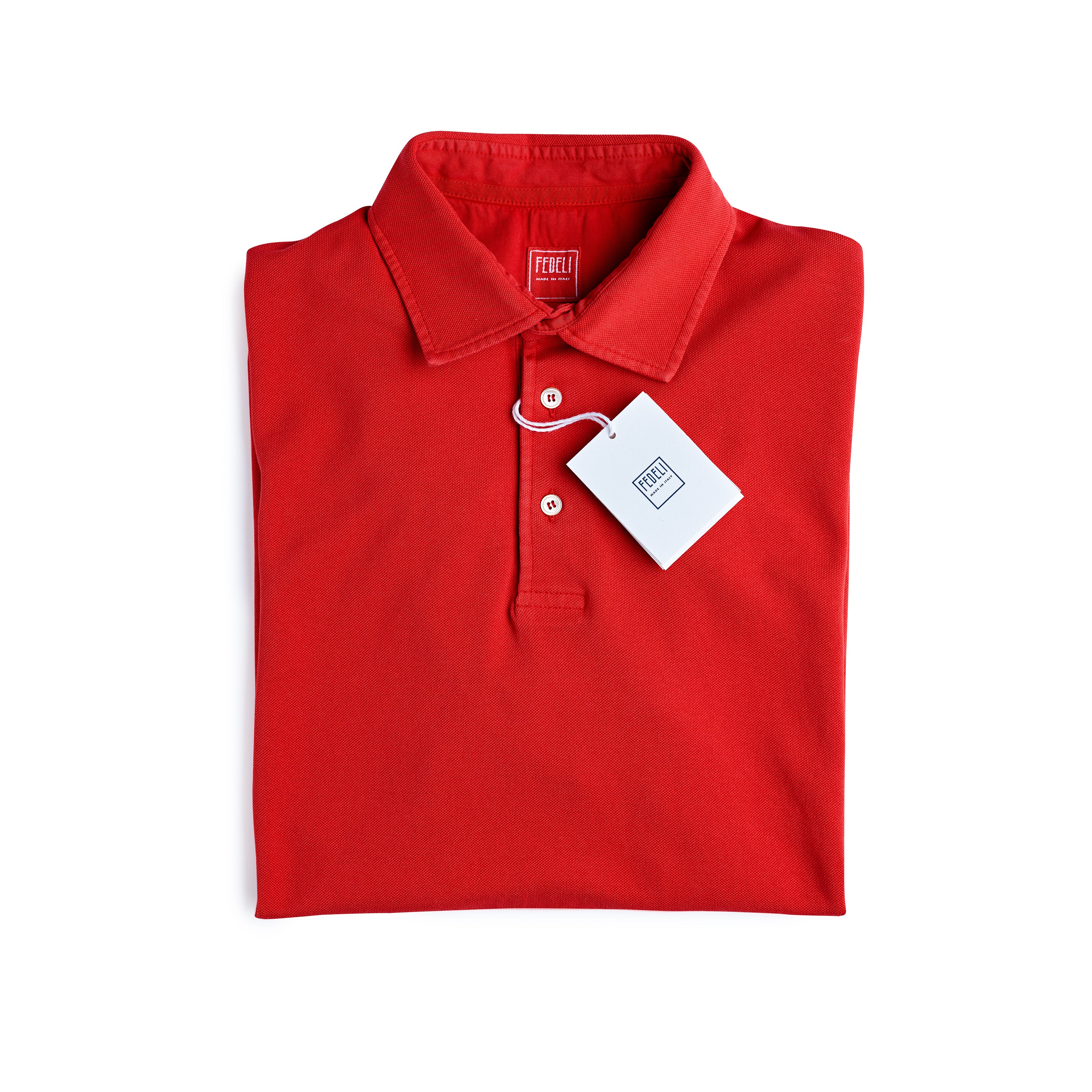 Fedeli Classic Short Sleeve Knitted Pique Polo Shirt Candy Apple Red