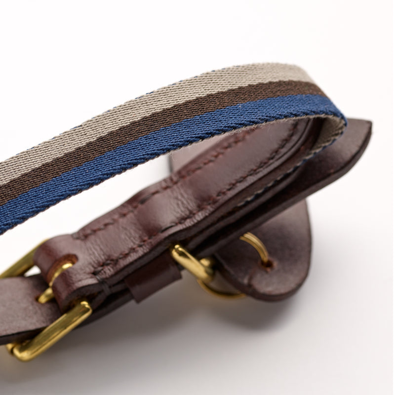 The Bredon Bridle Leather Regimental Blue Dog Collar