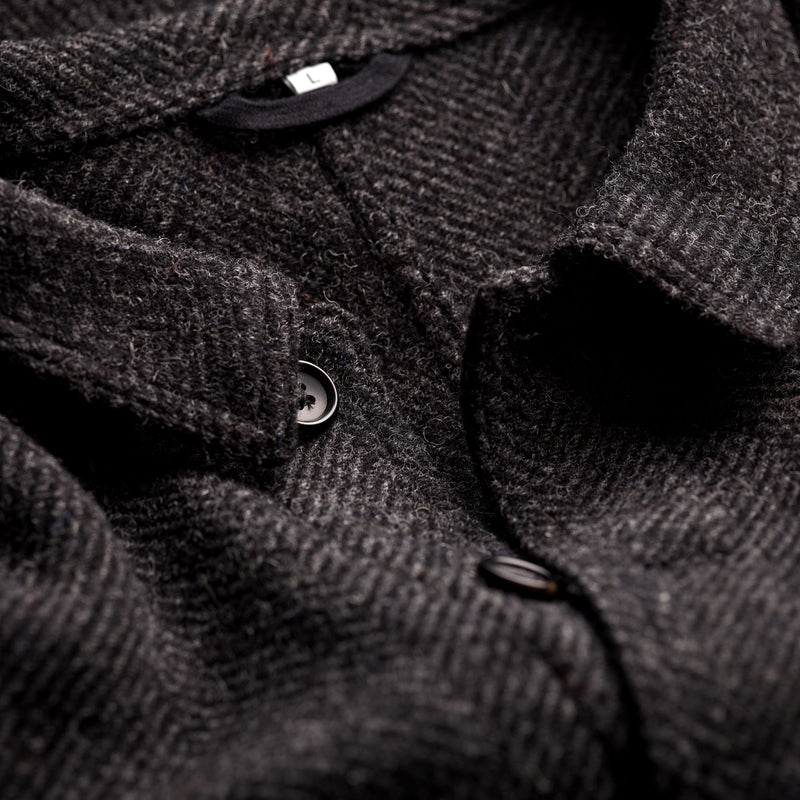 Charcoal & Black Herringbone Utility Jacket