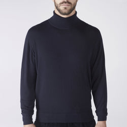 Fine Gauge Knitted Roll Neck Jumper in Charcoal