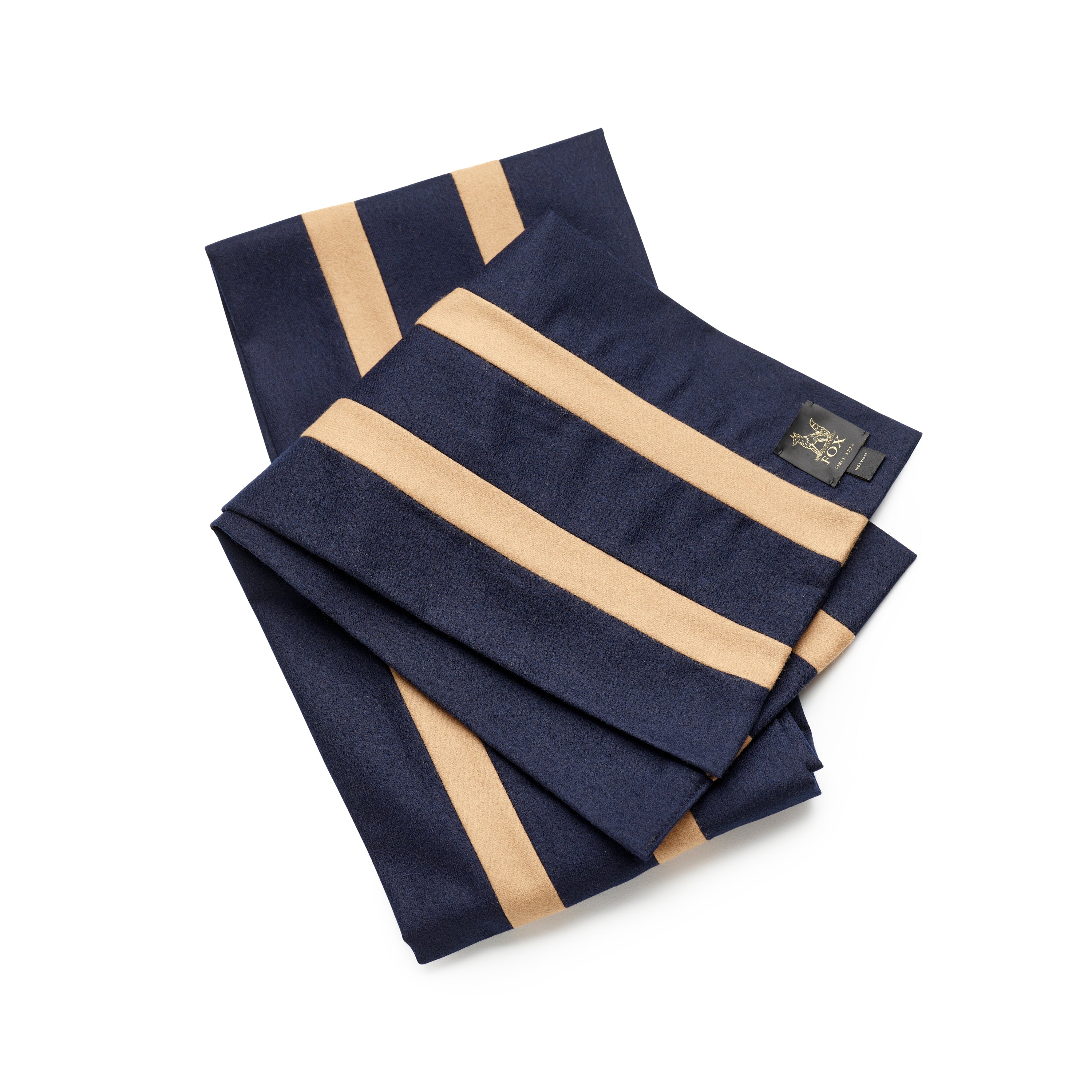 Fox Brothers Navy and Mushroom College Scarf