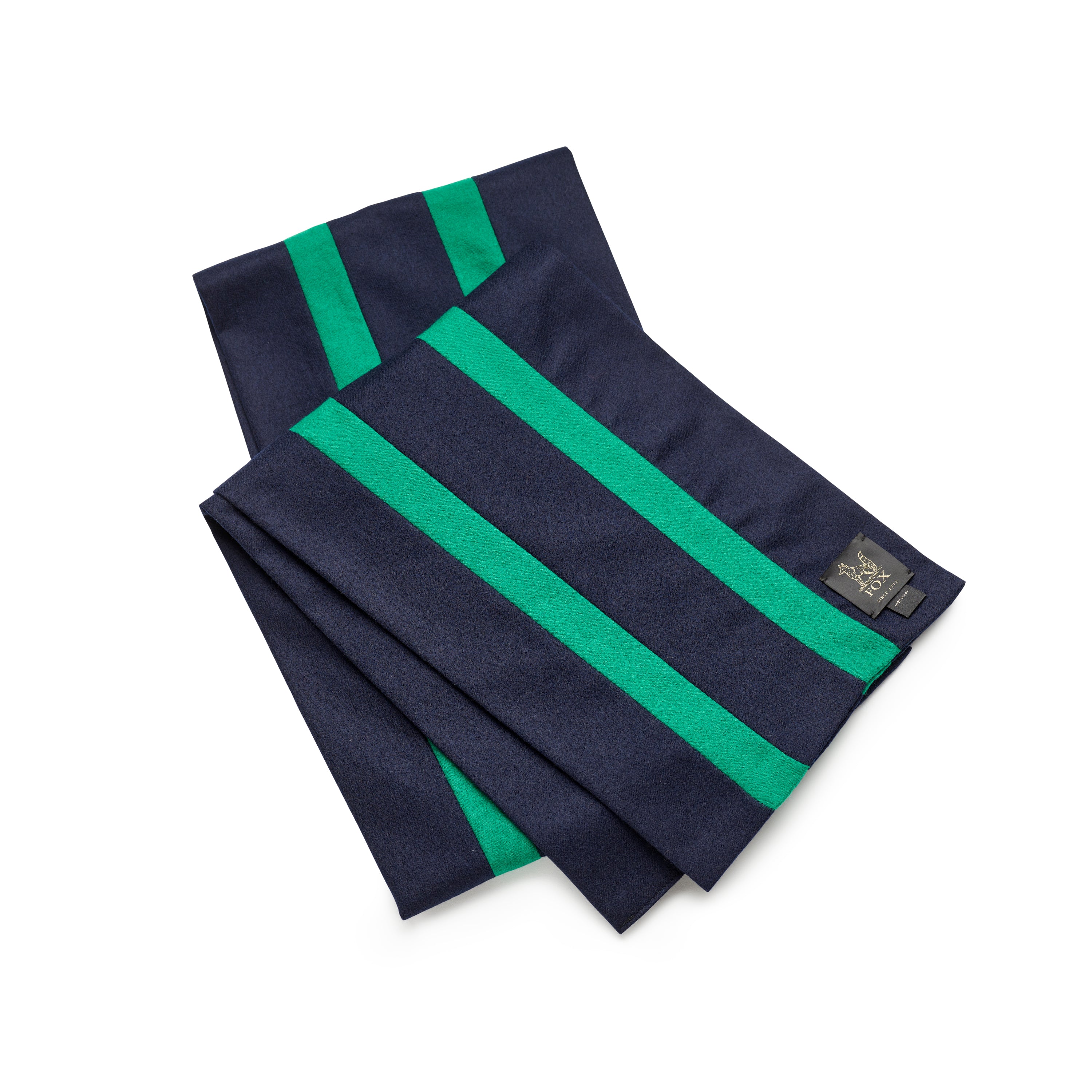Fox Brothers Navy and Bright Green College Scarf