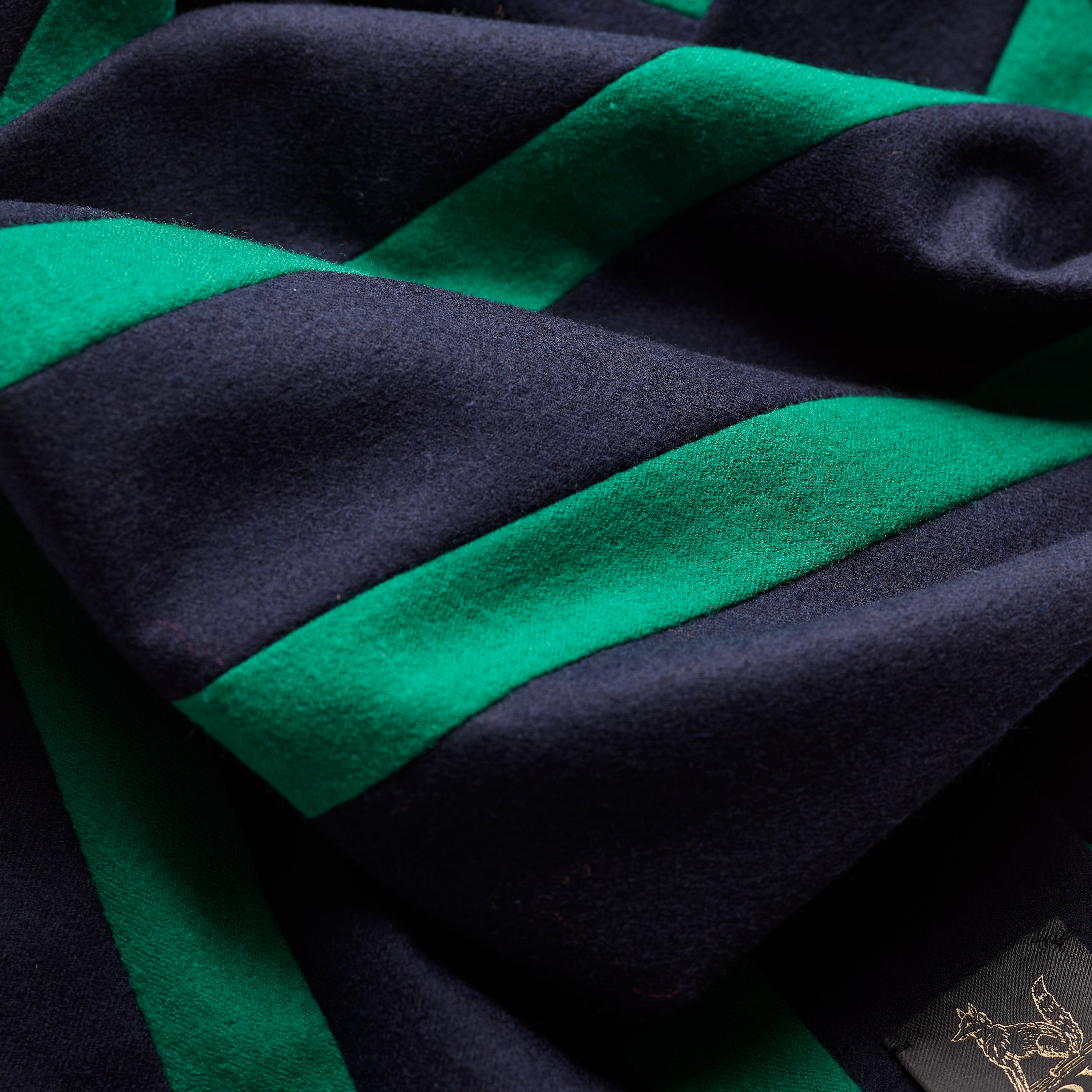 Fox Brothers Navy and Bright Green College Scarf