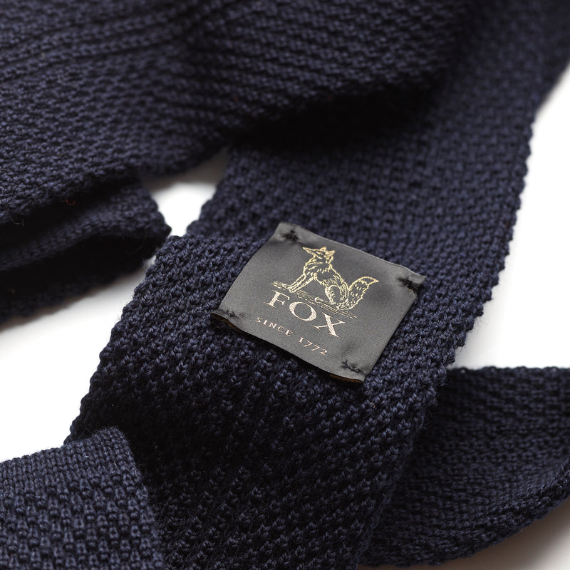 Marine Navy Blue Plain Wool Knitted Tie