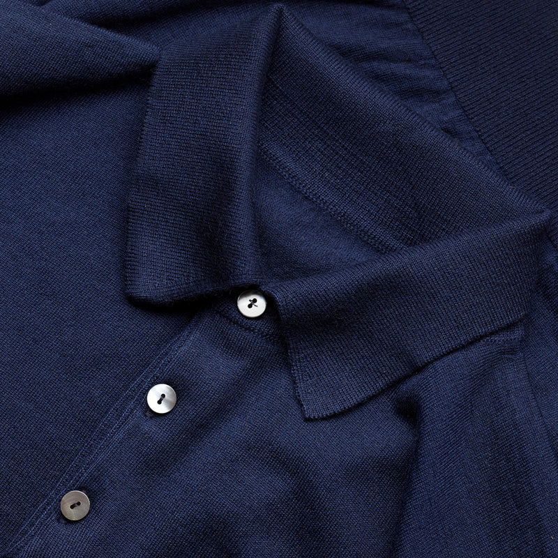 Fine Gauge Knitted Polo in Royal Blue