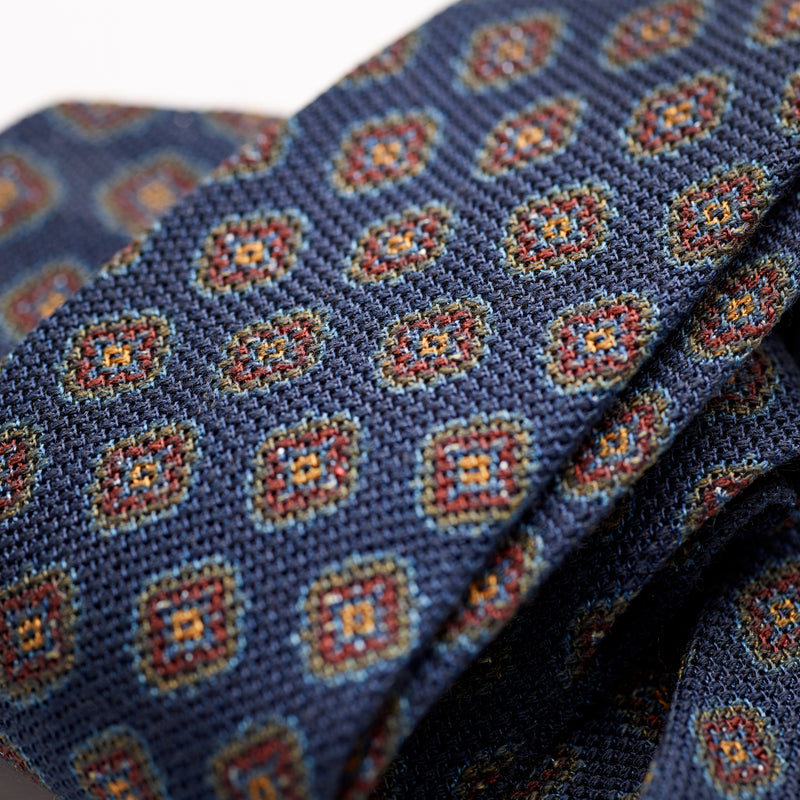 F. Marino 4 Fold royal blue Wool and Silk Challis Tie